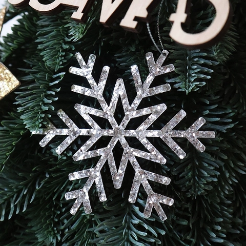 Pendente Lettere Merry Christmas Legno Pelle Glitter Fiocco Di Neve Stella Ornamenti Appesi Per Decorazione Albero