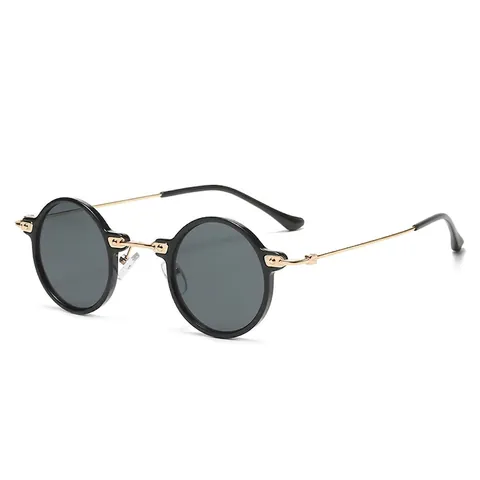 Retro Ronde Zonnebril Heren Dames Kunststof Montuur Metalen Poten Anti Blauw Licht Lichtgewicht Hip Hop Bril