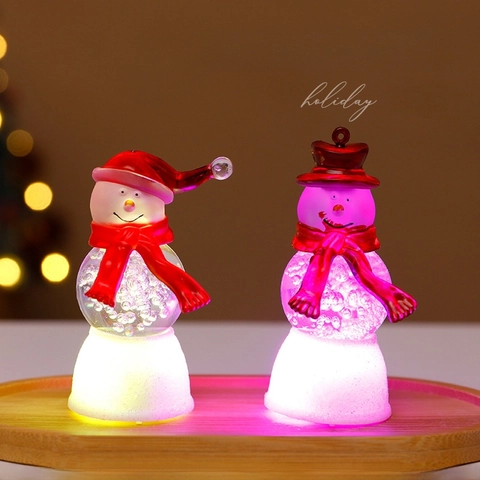 Weihnachten Weihnachtsmann Schneemann Mini LED Nachtlicht Ornamente Kunststoff Transparent Tischdekoration Festlich