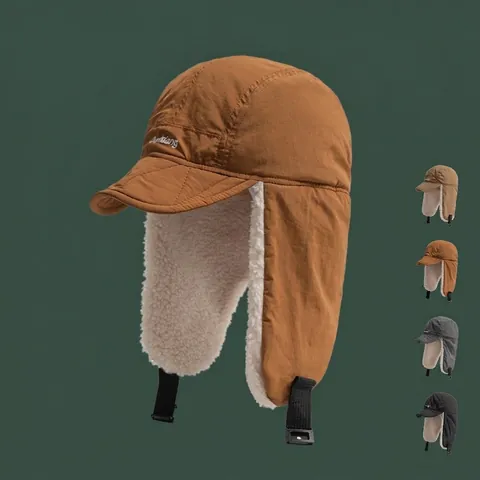 Unisex Winter Trapper Hat Windproof Aviator Cap With Faux Lamb Wool Lining Ear Flaps Adjustable Buckle For Outdoor