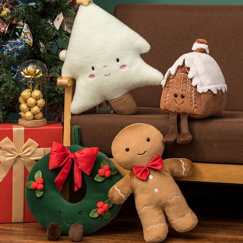 Plüsch Weihnachtsbaum Lebkuchenmann Weihnachtsmann Kissen Weiches Stofftier Sofa Deko Kissen Feiertag Geschenk