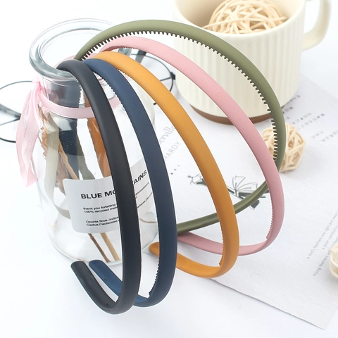 Matte Hair Bands With Anti Slip Teeth Thin Plastic Headbands For Face Washing Makeup Simple Solid Color Hair Hoops Women