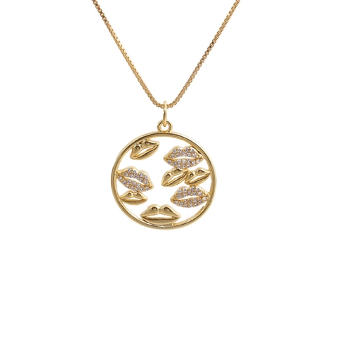 Elegante Collar Con Colgante De Cobre Bañado En Oro Con Circón Cadena De Caja Joyería De Moda Para Mujer
