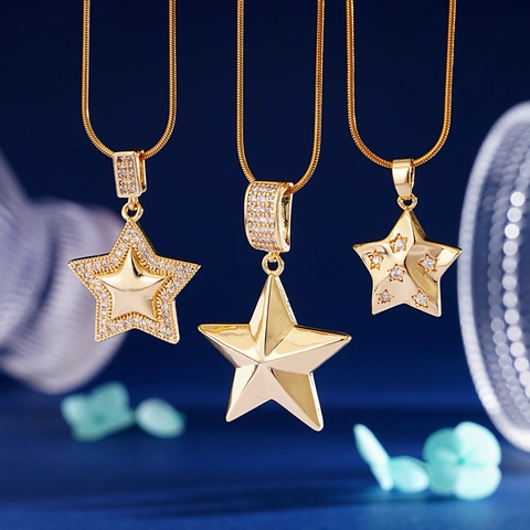 Collana Con Pendente a Stella in Rame Minimalista Per Donna Elegante Catena a Serpente Con Strass Gioielli Di Moda