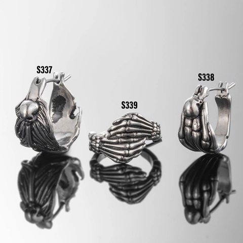 Totenkopf Skelett Hand Creolen Edelstahl Gotik Punk Vintage Schmuck Für Herren Damen