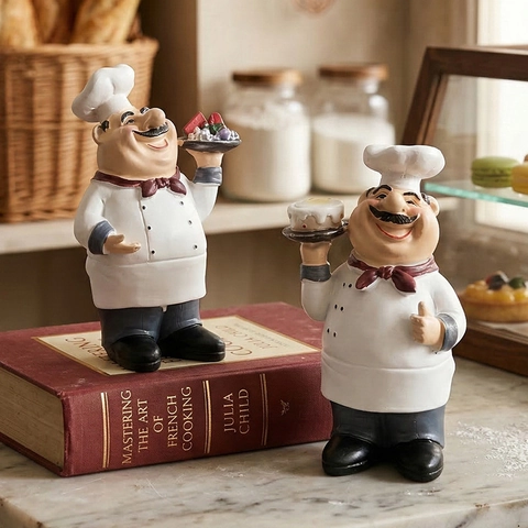Kreative Fette Koch Figur Harz Statue Küche Restaurant Bäckerei Desktop Dekor Amerikanischer Landhausstil Neuheit Handbemalt Handgefertigt