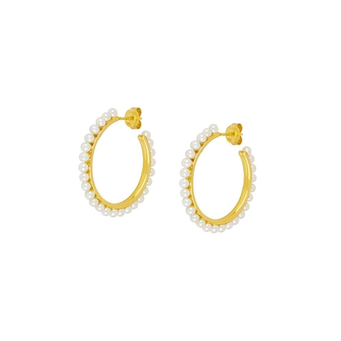 Fashion Hoop Earrings Studs And Ear Cuffs Jewelry For Women Copper Gold Plated Artificial Pearl Zircon Geometric Luxury