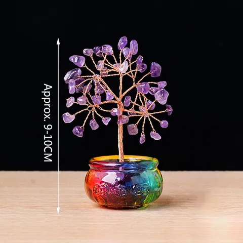 Arbre À Argent En Cristal Naturel Décoration Bureau Arbre De Chance En Pierres Précieuses Avec Fil De Cuivre Base Cornucopie Cadeau