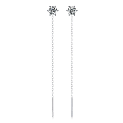 925 Sterling Silver Moissanite Threader Earrings For Women Elegant Geometric Tassel Dangle Earrings Shiny Jewelry Gift