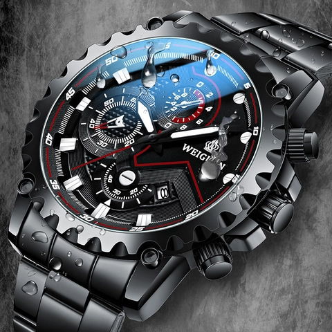 Men Quartz Watch Waterproof Luminous Calendar Chronograph Business Sports Fashion Wristwatch Mineral Glass Alloy Case
