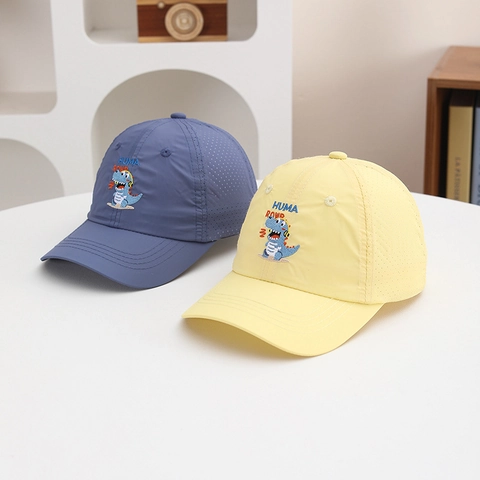 Gorra De Béisbol Infantil Bordado Dinosaurio Secado Rápido Transpirable Sombrero De Sol Exterior Ajustable Para Niños Niñas