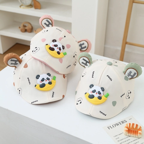 Cappellino Da Baseball Per Bambini Stampa Panda Banana Orecchie 3D Cotone Cappello Sole Regolabile