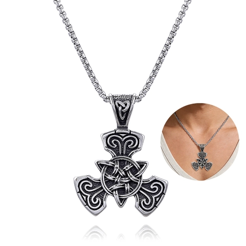 Collar Con Colgante De Nudo Celta Vikingo Vintage Acero Inoxidable Retro Mitología Nórdica Joyería Gothic Punk Para Hombres