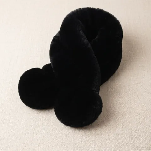 Sciarpa In Pelliccia Sintetica Calda Invernale Peluche Scaldacollo Incrociato Con Pompon Elegante Per Donna E Uomo Morbida