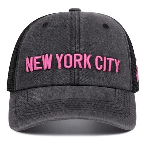Casquette Trucker New York City Vintage Coton Lavé Maille Respirante Casquette De Baseball Rétro Réglable Extérieur
