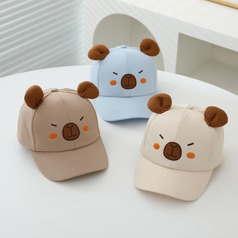 Kids Baseball Kappe Baumwolle Polyester Sonnenhut Mit 3D Bärenohren Cartoon Stickerei Kleinkind Jungen Mädchen Outdoor Reisen Süß