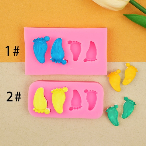 Baby Voetafdruk Siliconen Vorm 3D Mini Voeten Vorm Flexibel Voor Fondant Chocolade Polymeer Klei Zeep Maken Taart Decoratie DIY