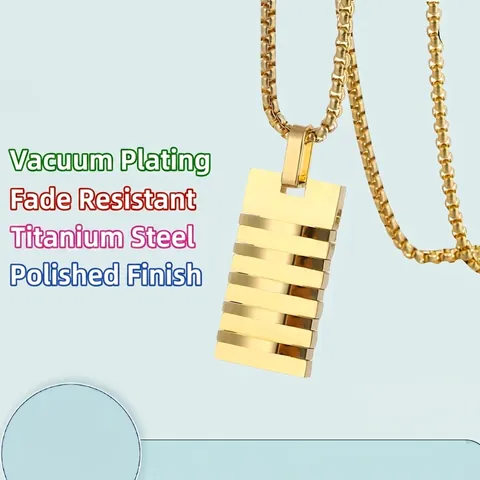 Herren Rechteck Anhänger Halskette Edelstahl Horizontale Streifen Militär Dog Tag Stil Schmuck Gold Silber Schwarz