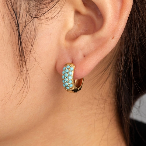 Stainless Steel Round Hoop Earrings For Women Minimalist Rhinestone Enamel Geometric Inlaid Light Luxury Earring Jewelry Gift