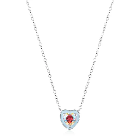 Herz Anhänger Halskette 925 Sterlingsilber Mit Irisierendem Zirkonia Und Blauem Emaille Elegante Schlüsselbeinkette Für Damen