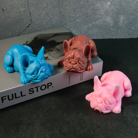 Sleeping Pug French Bulldog Silicone Mold DIY Handmade Candle Soap Plaster Ornament Cute Dog Shape