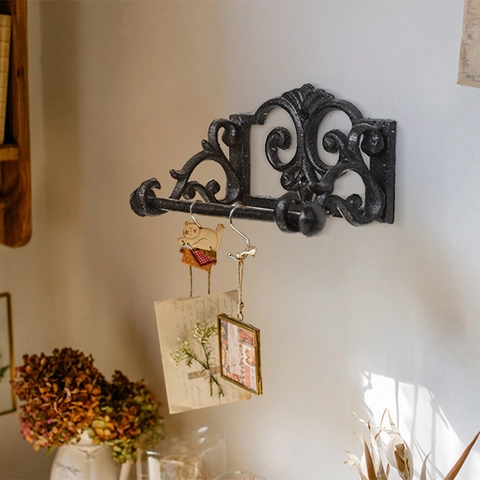 Vintage Cast Iron Wall Mounted Bathroom Holder Paper Towel Rack Towel Ring Soap Dish Retro Rustic Metal Scrollwork