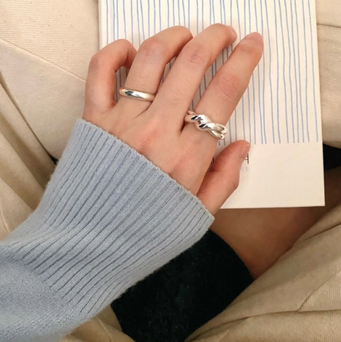 Minimalistischer 925 Sterlingsilber Gedrehter Ring Für Damen Unregelmäßiges Gewebtes Design Gold Silber Geometrischer Bandring Schmuck