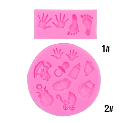 Stampo Silicone Impronta Mano Piede Bambino Decorazione Torte Fondant Cioccolato Cottura Passeggino Biberon Forma