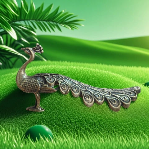 Vintage Bronze Peacock Figurine Alloy Desktop Ornament Chinese Style Decorative Craft For Home Office Study Desk
