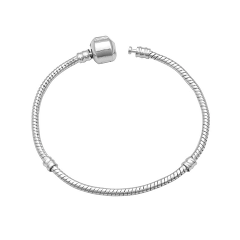 Silver Plated Copper Snake Chain Bracelet With Barrel Clasp Smooth DIY Base Charm Bracelet For Women Jewelry