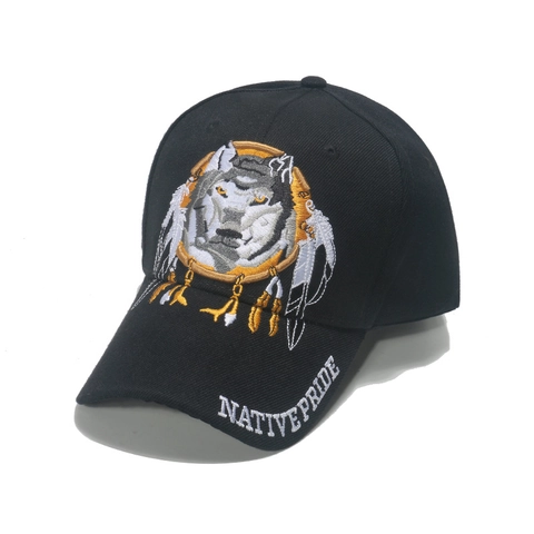 Baseballkappe Wolfskopf Traumfänger Stickerei Acryl Sonnenschutz Native Pride Retro Hip Hop Hut Herren Damen