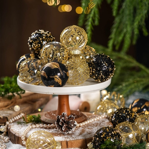 Christmas Tree Ball Ornaments Plastic Glitter Shatterproof Hanging Decorative Baubles For Holiday Party