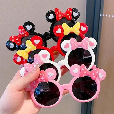 Gafas De Sol Infantiles Con Orejas De Dibujos Animados Y Lazo De Lunares Protección UV Montura De Plástico Accesorio Niña