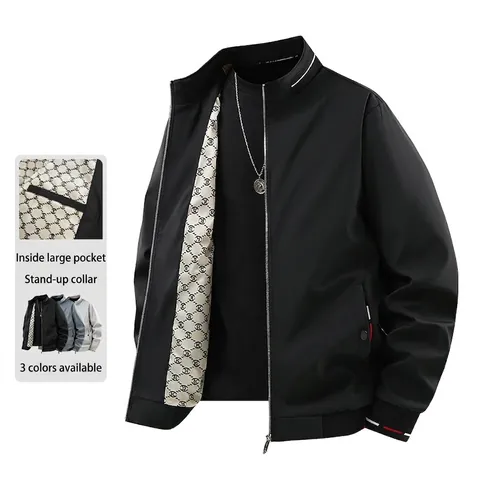 Men Stand Collar Casual Jacket Rabbit Hair Polyester Blend Lightweight Windbreaker Business Minimalist Full Zip Coat Top