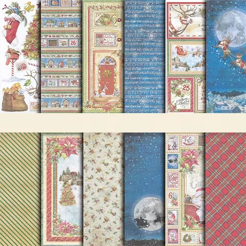 Vintage Christmas Scrapbook Background Paper Retro Cardstock For DIY Holiday Junk Journal Crafting Decor