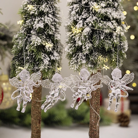 Addobbi Natalizi Appesi Angelo Acrilico Trasparente Che Suona Strumenti Musicali Per Decorazione Albero Casa