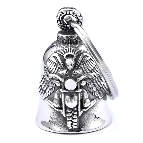 Campanello Guardiano Moto Pendente Acciaio Inossidabile Ali Teschio Croce Biker Ciondolo Vintage Punk Cuore