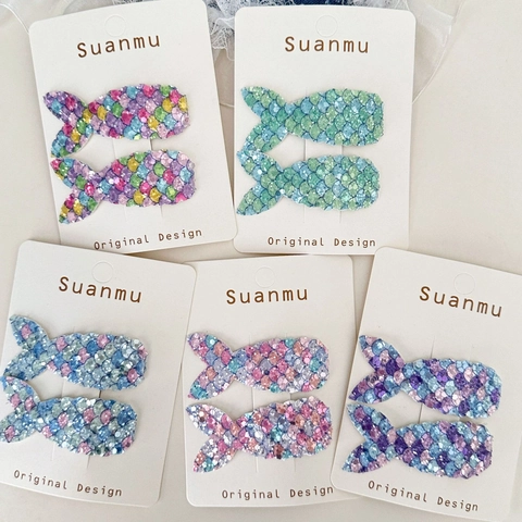 Sequin Mermaid Tail Hair Clips Sparkly Glitter BB Barrette For Kids Girls Cute Hair Accessories