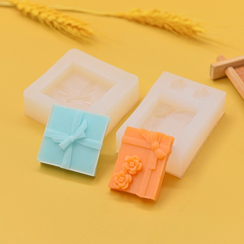 Geschenkbox Silikonform Schleife Relief Blumen Design Für DIY Handgemachte Seife Kerze Fondant Harz Basteln