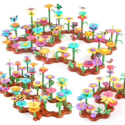 Garden Building Toy DIY Creative Flower Arrangement Plastic Stacking Blocks For Kids Educational Activities Indoor Floral Playset