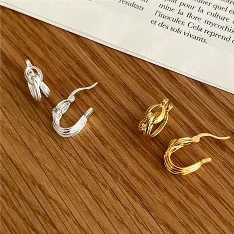 Orecchini A Cerchio Con Nodo In Argento Sterling 925 Per Donna Huggies Torsed Geometrici Minimalisti Gioielli Semplici