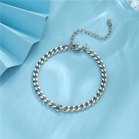 Bracelet À Mailles Cubaines En Acier Inoxydable Pour Femmes Poli Sur 6 Côtés Style Hip Hop Bijoux Mode