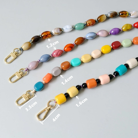 Retro Beaded Bag Strap Resin Acrylic Colorful Candy Color Handbag Handle Accessory Fashion For Women