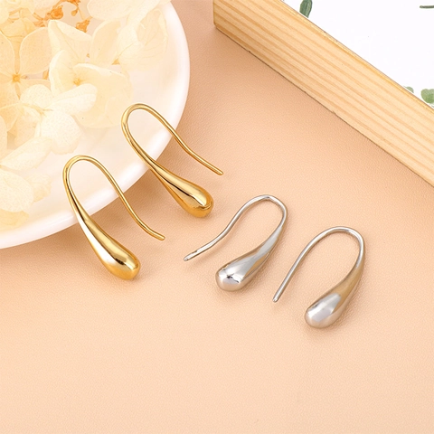Pendientes De Gancho De Acero Inoxidable Con Gota De Agua Minimalista Elegante Joyería De Moda Para Mujer
