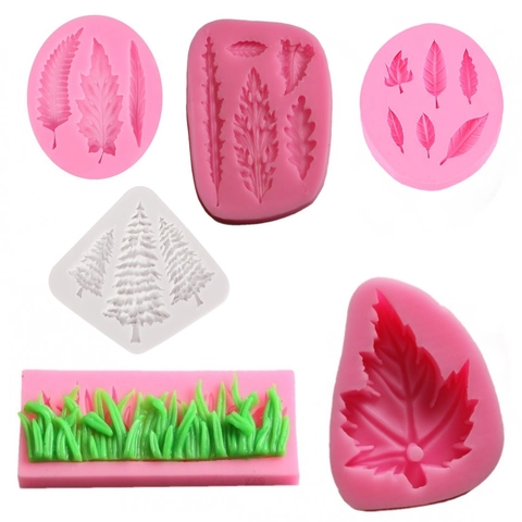 Silicone Molds Leaf Grass Maple Tree Shape For Fondant Cake Decoration DIY Baking Chocolate Candy Resin Crafting Tool
