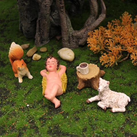 Miniature Fairy Garden Decoration Resin Cupid Angel And Squirrel And Sheep Ornaments Micro Landscape Home Desk Decor