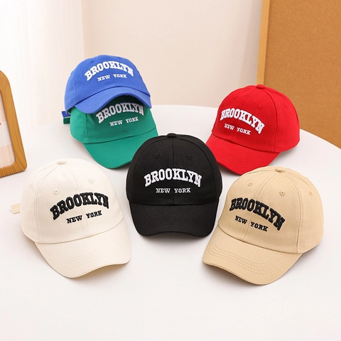 Brooklyn New York Embroidery Baseball Cap Cotton Blend Adjustable Sun Hat Kids Adults Casual Retro