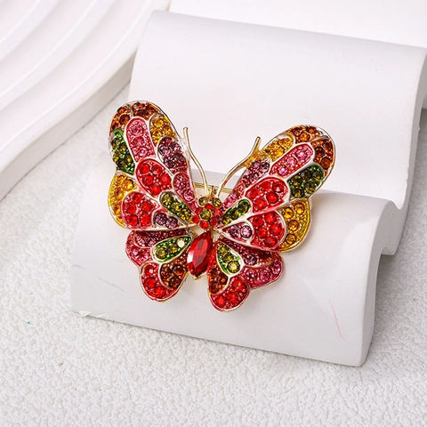 Spilla A Farfalla Lega Di Zinco Strass Scintillante Vintage Insetto Gioielli Regalo Per Donne Elegante