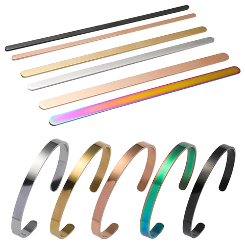 Minimalist Polished Stainless Steel Cuff Bracelet Open Adjustable Plain Bangle Jewelry For Women Men