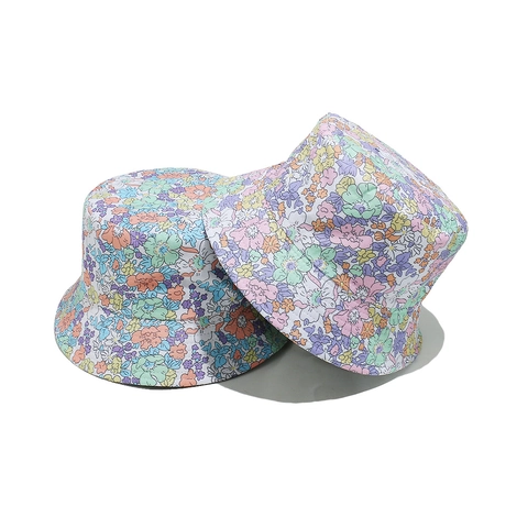 Chapeau Bob À Imprimé Fleuri Femmes Polyester Protection Solaire Été Extérieur Décontracté Plage
